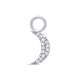 0.04ct 14k White Gold Diamond Pave Moon Hoop Charm